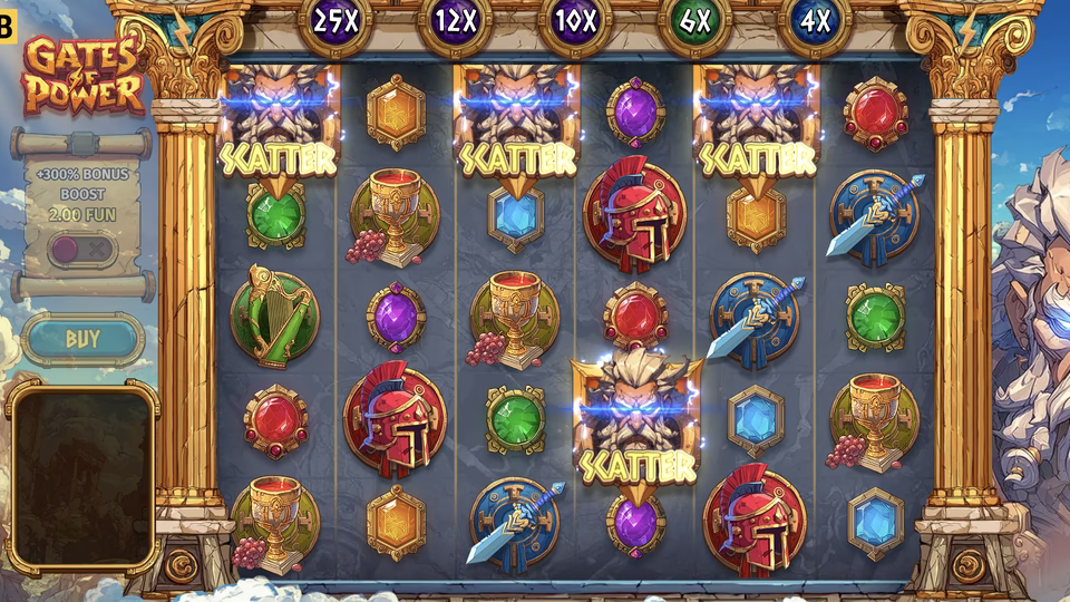 Gates of Power active free spins round with multipliers